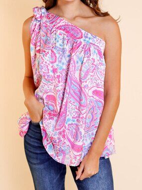 NWOT One Shoulder Paisley Tank Top